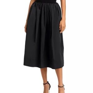 A.L.C. Jackie Midi Skirt Black Wide Waistband A-Line Pull-On NWT Size S